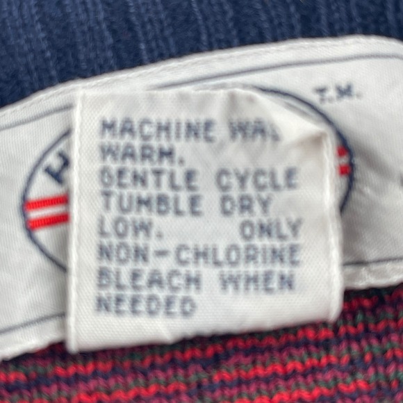 Vintage Hemingway Point Unisex Argyle Paisley Knit Sweater Navy Red Green Small - Picture 4 of 6